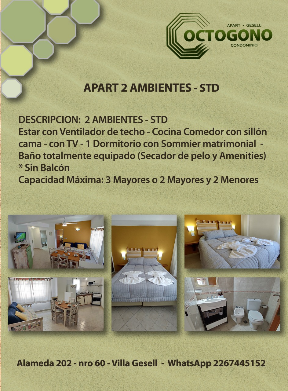 OCTOGONO Apart condominio - Cerca de TODO - Servicios - Equipamiento - Habitación/Apart en Villa Gesell