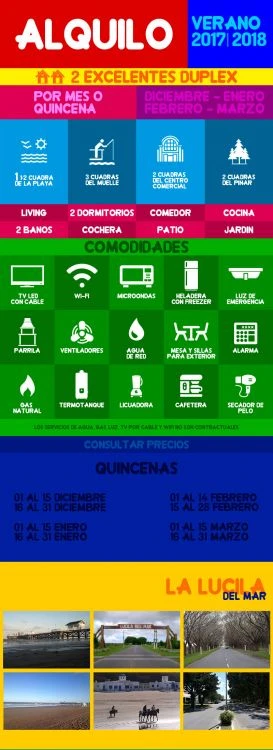 Dúplex En Alquiler - Corrientes Al 100 - La Lucila Del Mar - 1 cuadra y media de la playa - a 2 del centro comercial - a 3 del muelle - a 2 cuadras del pinar - Dúplex/Tríplex en La Lucila del Mar